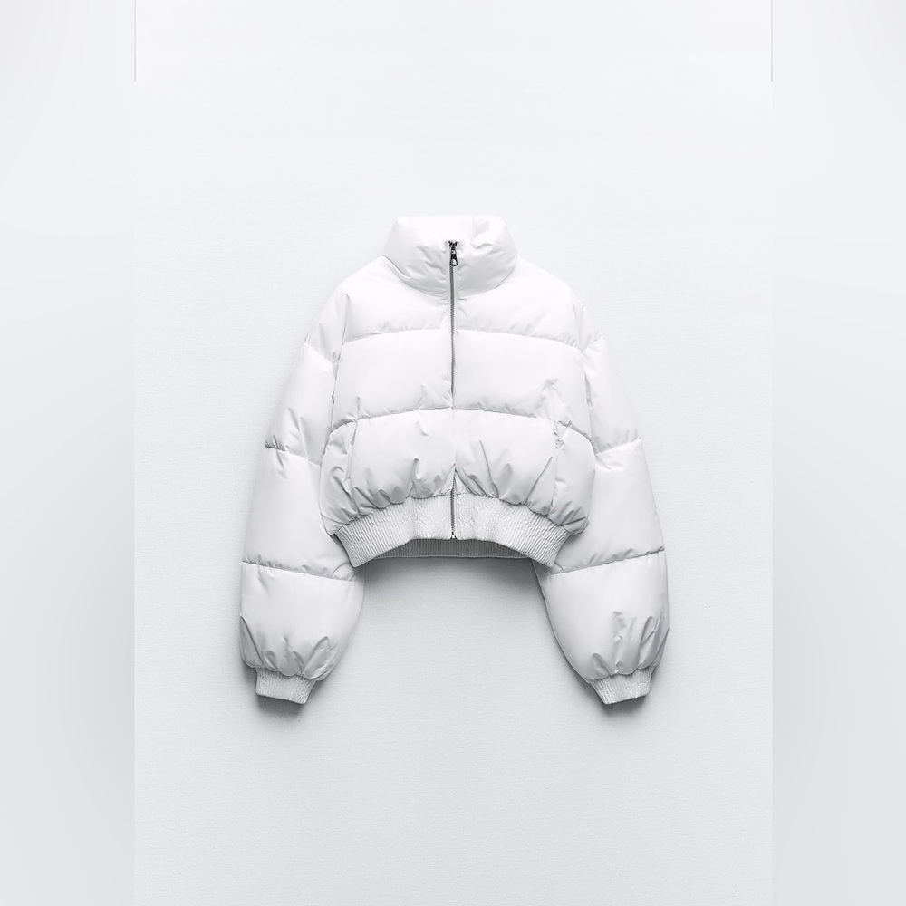 SOLD:Zara | Water and Wind Protection Croped Puffer Anorak|White| Large